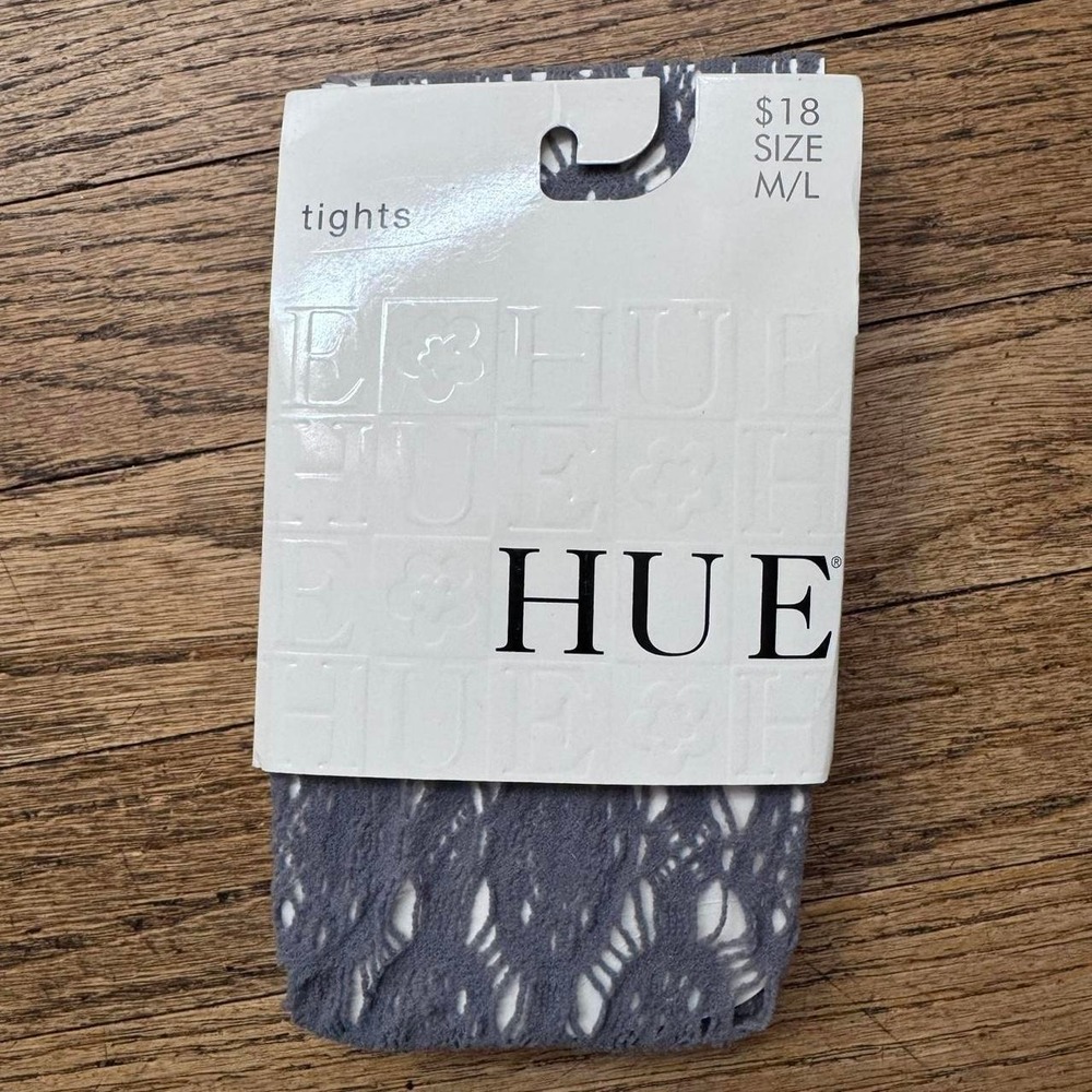 Hue medium through large, gray, fishnet, crochet tights New in package